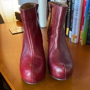 Jeffrey Campbell Red Leather Platform Wedges